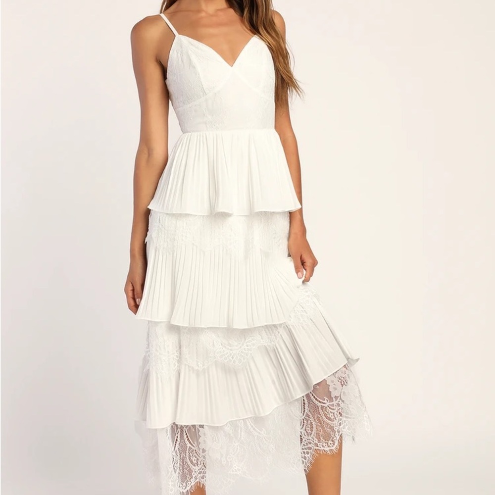 Lulu's White Tiered Peplum Sundress